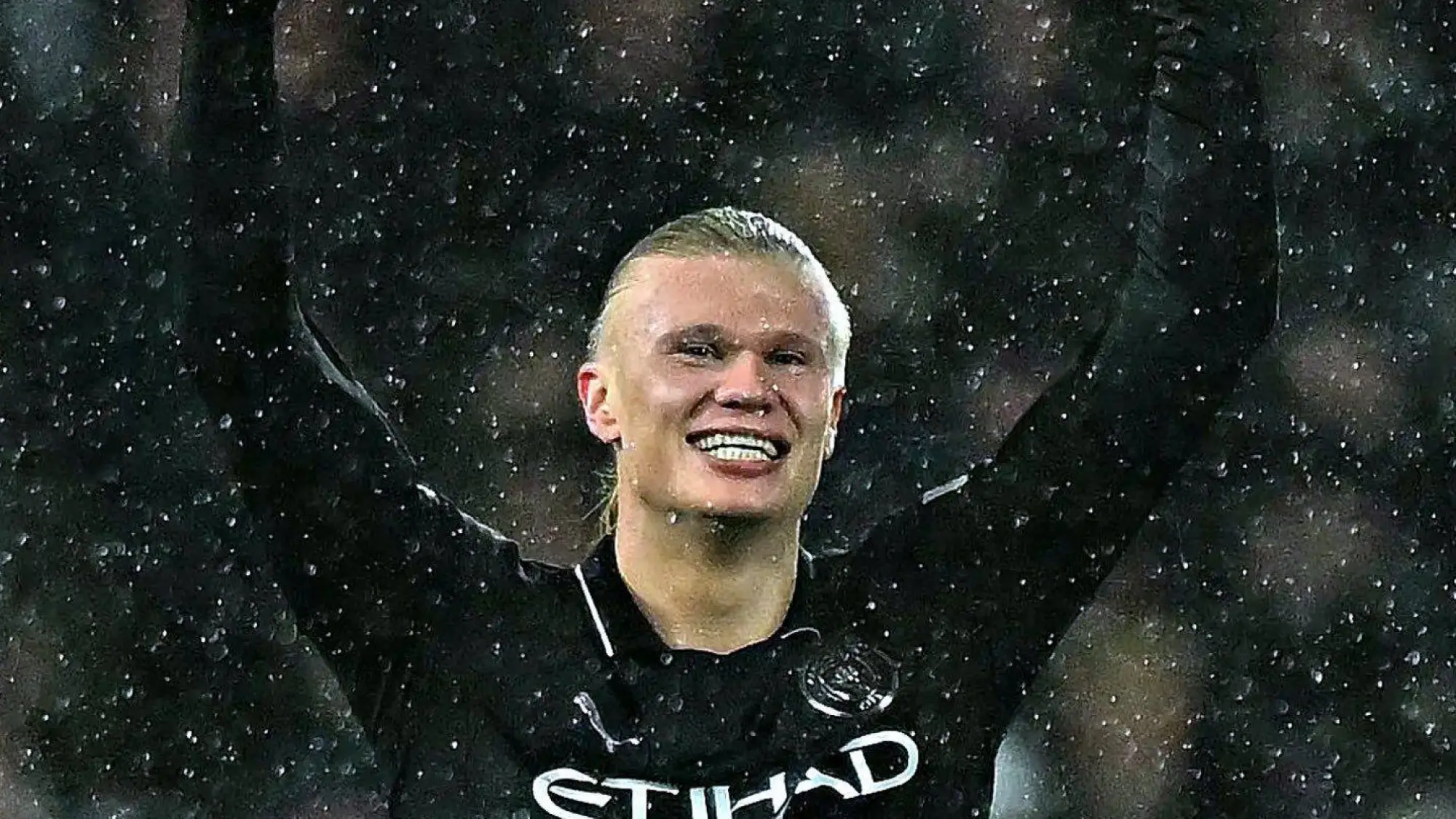 Erling Halaand luego de convertir su gol 100 en Premier League, @mancity