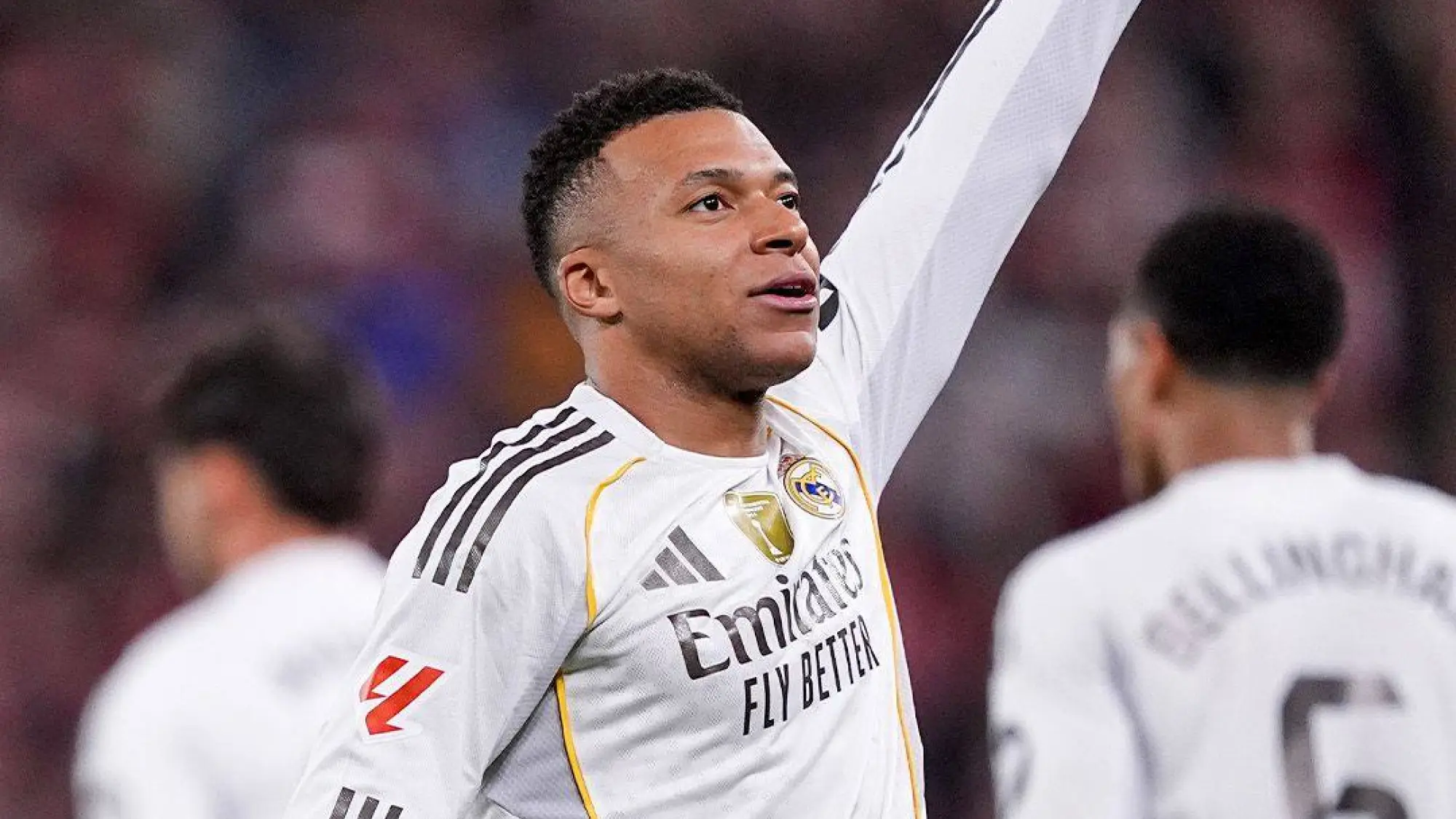 Kylian Mbappé en la celebración de su doblete , @RealMadrid