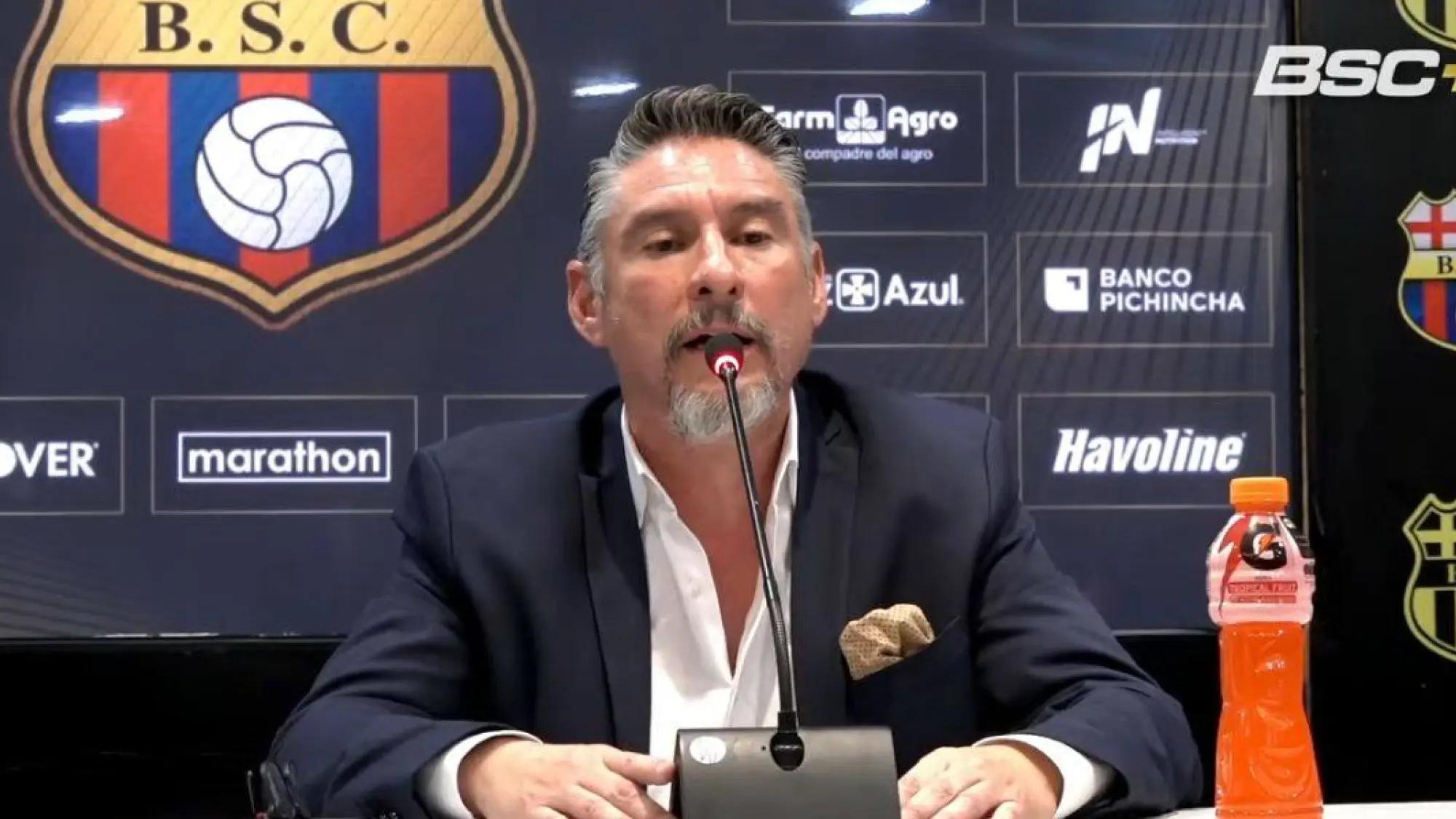 Miguel Montalvo en rueda de prensa., @BarcelonaSC