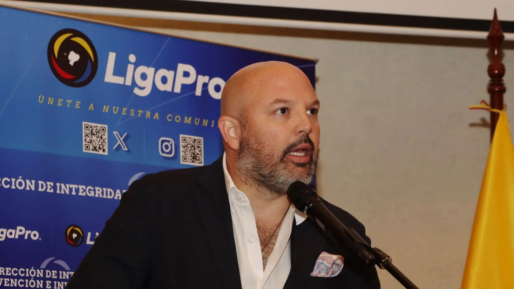 Miguel Ángel Loor presidente de LigaPro habla sobre la suspensión del Católica vs Emelec., API